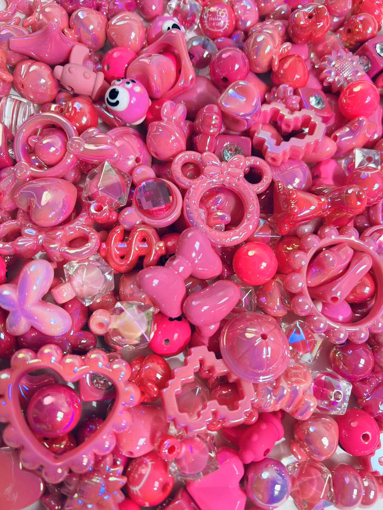 B105_ Hot pink beads mix (for pens&chains)-clearance!