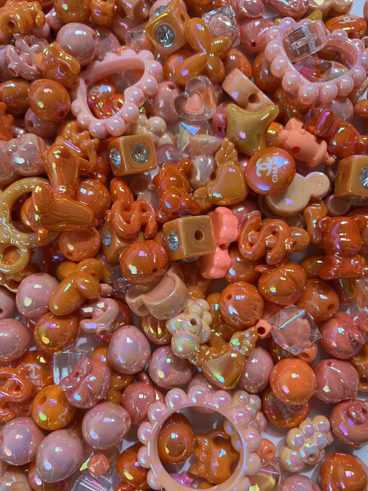 Orange beads mix (for pens&chains)-clearance!