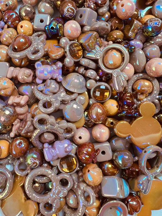 Brown beads mix (for pens&chains)-clearance!