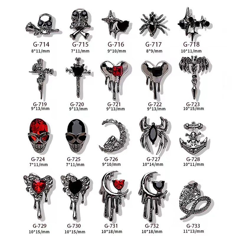 XX01_ Gothic nail metal charm collection-HOT!