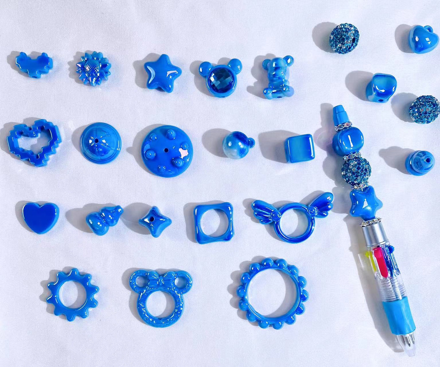 B104_ ocean blue beads mix (for pens&chains)-clearance!