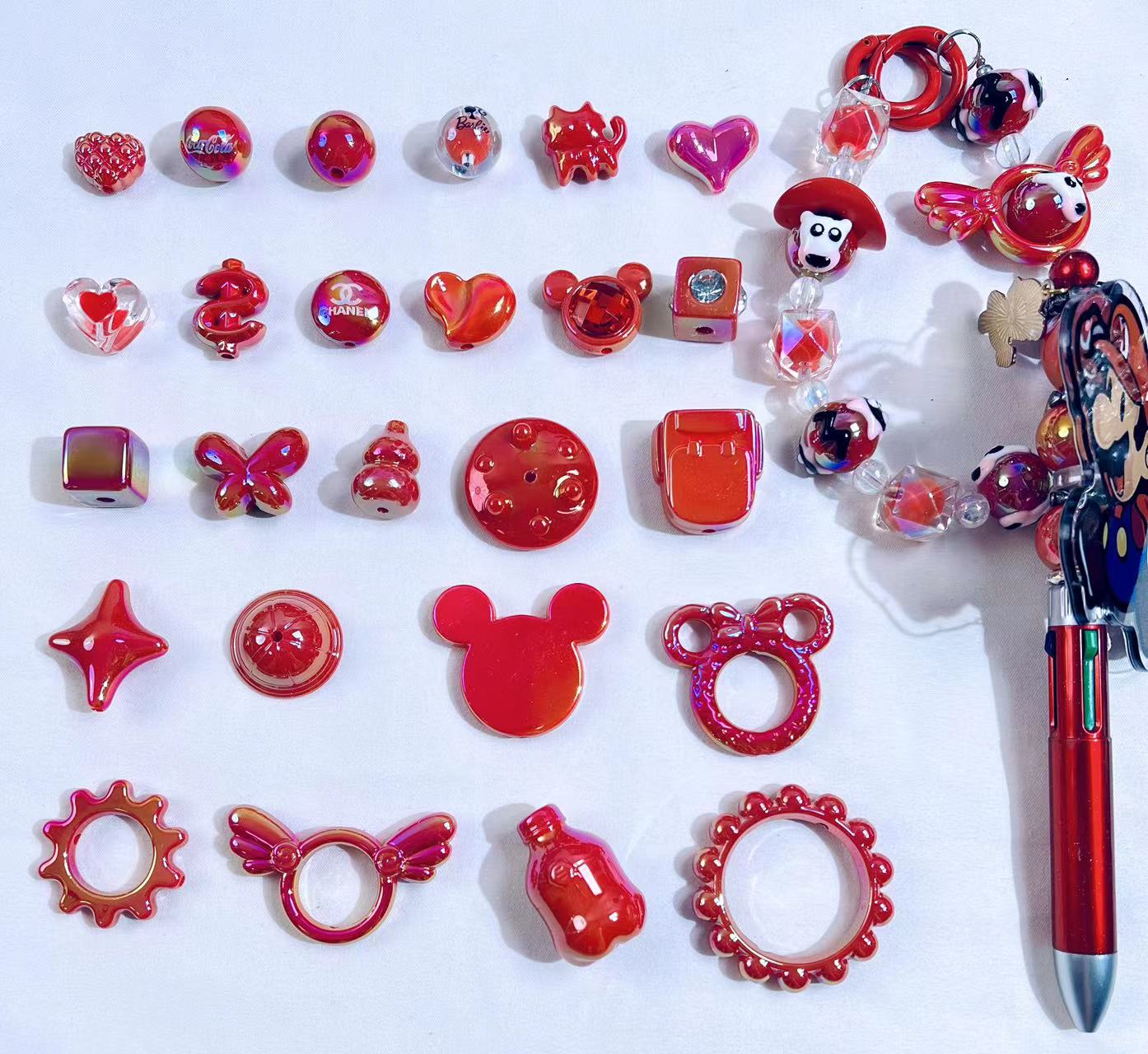 Red beads mix (for pens&chains)-clearance!