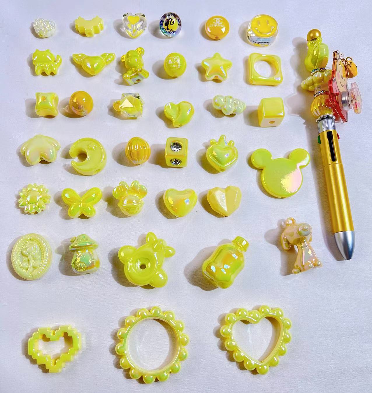 Yellow beads mix (for pens&chains)-clearance!